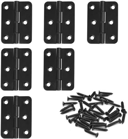 LIAMGUS 6 pcs Black Hinges, Small Hinges, Black Door Hinges, Hinge, for Home Furniture Hardware Cabinet Closet Door Drawer Wood Box (38 pcs Hinge Screws)