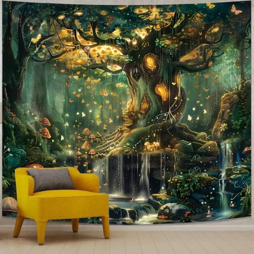 Apdidl Forest Tapestry | Nature Green Wall Decor for Bedroom, Extra Large Tree of Life Tapestries, Fairy Landscape Living Room Decor, Fantasy Mystical Magical Backdrop Wall Hanging for Dorm (51X60)