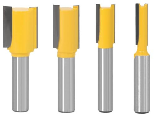 Treki 4pcs Fraises à Rainurer Droites 8mm Fraise à Defonceuse Carbide Routeur de Fraise à Bois Mèches de Routeur Droites Longues Queue Fraises Droite