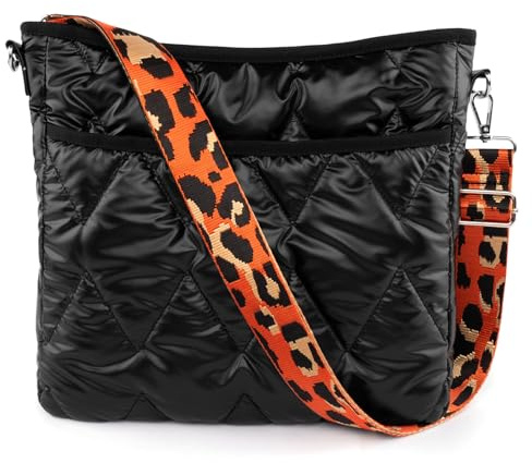 CANBOX Puffer Tasche, Stepptasche mit Reißverschluss, Puffy Gepolsterte Schultertasche, Umhängetasche Handtasche Shopper Tasche für Damen