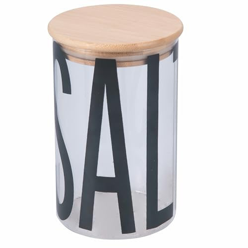 Villa d'Este Home Tivoli Barattolo sale 1 L in vetro borosilicato, coperchio in bamboo, Bigismore