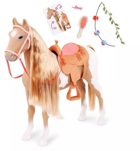Our Generation - Palomino Hair Play Horse - braunes Pferd zum Frisieren - Buntem Styling-Accessoires - Spielzeug für Kinder ab 3 Jahren