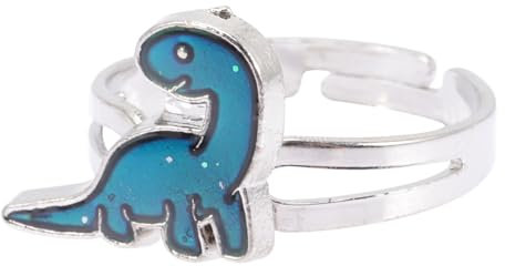 LIFKOME Farbwechselring Für Damen Mit Dinosaurier-motiv Stimmungsring Aus Edelstahl Verstellbarer Bandring Schmuck Für Junge Mädchen Und Erwachsene Reagiert Körpertemperatur
