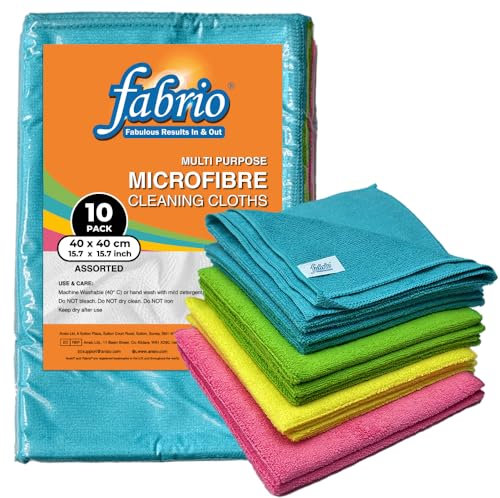 FABRIO Paño de Limpieza de Microfibra, Surtidos, 40 x 40 cm, Paquete de 10
