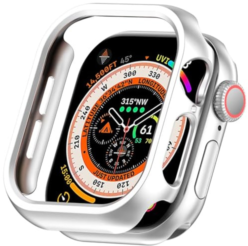YKNIUFLY Fodral kompatibelt med Apple Watch Series 10 42 mm, hård PC, halvpaketsskydd, klockfodral, kompatibelt med Apple Watch Series 10 42 mm (silver)