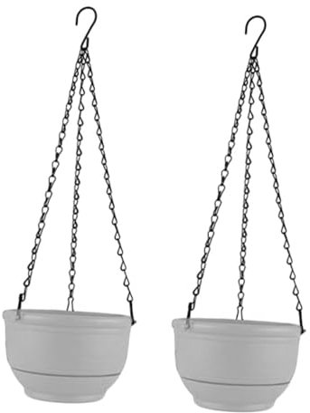Mipcase Lot De 2 Pots De Fleurs Suspendus en Chlorophytum avec Arrosage Automatique pour Balcon Et Bureau Gris Et Blanc