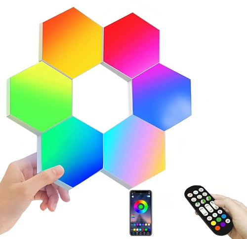 ThreeH Hexagon LED Beleuchtung 6er Set – Smart Wanddekoration mit App & Fernbedienung, Musiksync, RGB Gaming für Schlafzimmer & Wohnzimmer