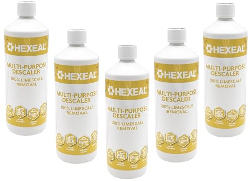 Hexeal Multipurpose Descaler 5L - Limescale Remover For Appliances | 5 x 1L - Fast Acting Limescale Remover for Kettles, Coffee Machines, Irons & Shower Heads