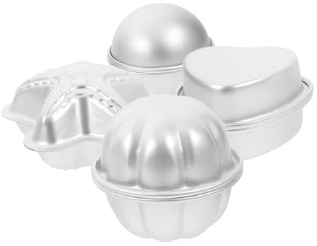 Aluminiumlegierung Form für Seife und Badekugel, 4 Paar, Silber | Blume Stern Herz Rund, Selbstgemacht und Privatgebrauch, Wiederverwendbar, Leichte Entnahme