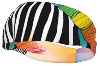 Vielseitiges Sport-Schweißband BROLEO buntes Regenbogen-Zebrenbild – dehnbar und feuchtigkeitsableitendes Stirnband für Yoga, Fitness