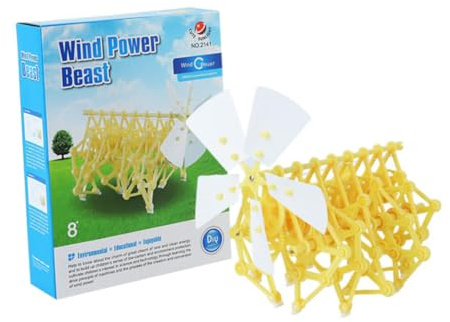 Mikinona Montaggio Eolica per Sicuro e Non Tossico Kit Educativo in Plastica Resistente Sviluppo e Concetti Meccanici Colore Giallo