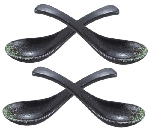 LIFKOME 4 piezas Cucharas de Cerámica Japonesas para Sopa y Ramen de Diseño Simple y Natural Multifuncionales para Servir Porridge Postres y Aperitivos Hogar y Fiestas