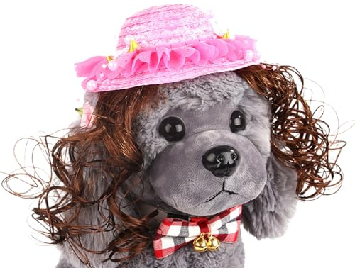Hut Für Hunde,Süßes Perücken-Design Lustige Kostümkleidung,Tier-Mützen für Hunde - Für Geburtstagsfeier Weihnachten Winter Sonne Cosplay