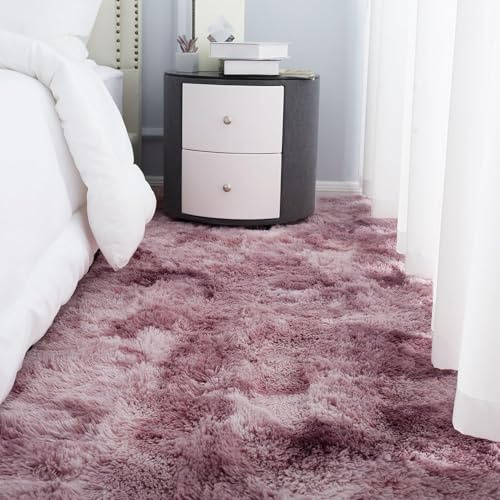 ANJIAJIE Hochflor Teppich Flauschig 200 x 270 cm Hochflor Langflor Weich Modern Unifarben Flauschig Extra Weicher Shaggy Teppich rutschfest für Schlafzimmer Küche Geeignet, Rosa