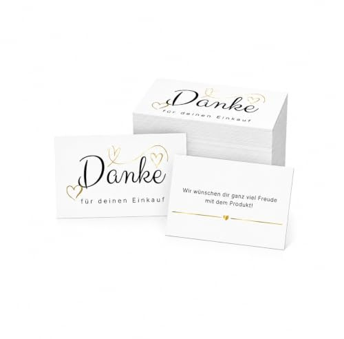 PROVISO TOOLS Thank You Cards – Danke für deinen Einkauf Weiß/Gold | Dankeschön-Karte 100 Stück, Dankeskarten – Danke für deine Bestellung, 85 × 55 mm