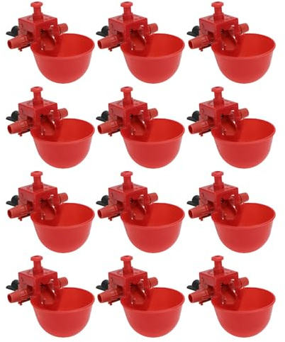 BESPORTBLE Abreuvoir pour Poulets et Pigeons 12 Gobelets Réglables en Plastique ABS Rouge Installation Simple Convient aux Élevages de Volailles et Oiseaux Domestiques Couleur Aléatoire