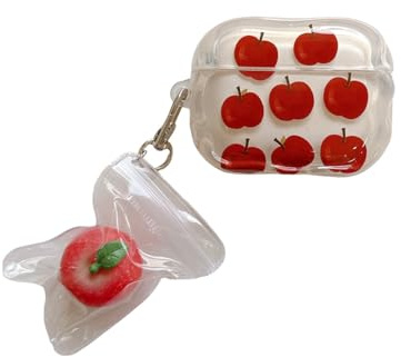 eglixu Custodia trasparente per AirPods Pro 3 (rilasciato nel 2025), design creativo con motivo a mela, in poliuretano termoplastico, antiurto, per auricolari Air pods Pro 3 (rosso)