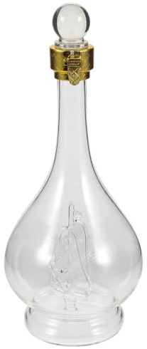 Lurrose Decantador de Licor de Vidrio Soplado a Mano en Forma de Barco Creativo, Botella de 500 Ml Transparente para Vino y Whisky, Adecuado para Bar, Restaurante y Uso Doméstico