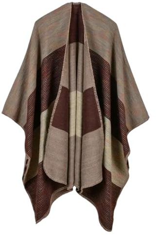 NIUSABOU Manta, chal, poncho y capa, Mujer Punto Capa Chal Reversible Retazos Multicolor(5)
