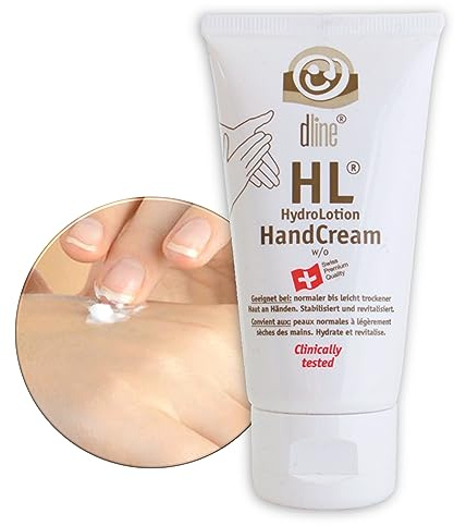 dline HL-HandCream | Handcreme vom Pflegeprofi für trockene Hände | 50 ml Tube | reichhaltige Hand Cream ohne Fettfilm mit Aloe Vera Glycerin Urea Hyaluron Mandelöl | Handcreme Frauen Handcreme Männer