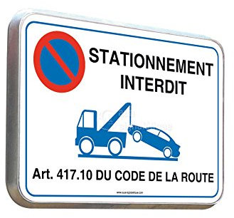 AUA SIGNALETIQUE - Stationnement Interdit - Panneau Type Routier Avec Rebord - 650x500 mm alu type routier