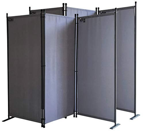 QUICK STAR 2 Stück Paravent 3 Teilig 170 x 165 cm Stoff Raumteiler Trennwand Balkon Sichtschutz Stellwand Faltbar Grau