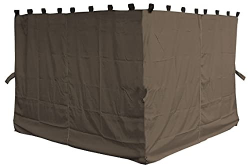 Quick-Star Lot de 4 Panneaux latéraux pour tonnelle Nizza Taupe 3 x 4 m