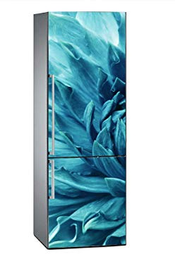 Oedim Vinile per frigorifero fiore blu turchese, 185 x 70 cm, adesivo resistente ed economico, adesivo decorativo dal design elegante