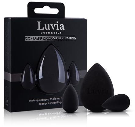 Luvia Beauty Blender - Juego de 3 esponjas de maquillaje en color negro, esponja supersuave en 2 tamaños para una aplicación precisa y amplia de cosméticos