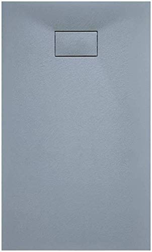 Piatto Doccia Spessore 2.6 Cm In Resina Con Griglia Di Copertura Effetto Pietra Ardesia Stone Riducibile Filopavimento Indistruttibile Antiscivolo Arredo Bagno Colore Grigio (70x120 cm)