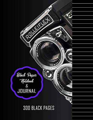 Black Paper Notebook Journal 300 Lined Pages Blank Black Paper Journal Large Size 8.5 X 11 inch. is Perfekt for White ink and Gel pens. Sky Cover Blue Frame Creativity Hand Lettering Journal
