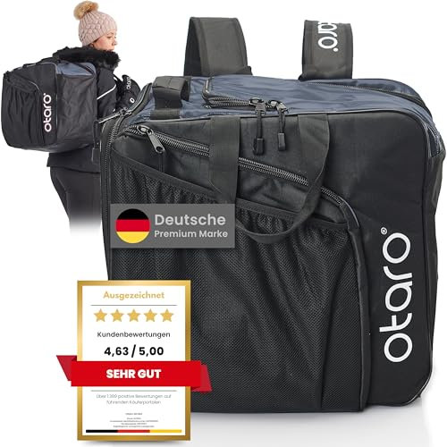 Otaro Skischuhtasche mit Helmfach (PRO | 57 L inkl. Rucksackträgern | Felsgrau) Premium Skitasche für Skischuhe | Auch als Schlittschuhtasche | Ideal zur Ski Tasche, Skisack Set, Skischuhtaschen