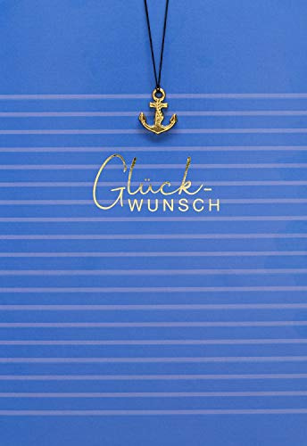 Perleberg Allgemeine Glückwunschkarte der Little Things Collection - hochwertige Karte in Premium Qualität für Geldgeschenke - Glückwunschkarte mit Umschlag & Anker-Anhänger 11,6 x 16,6 cm