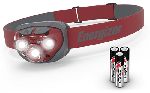 Energizer Vision HD+ 315 Lumen Lampada Frontale LED, Rosso Ruggine, Resistente Acqua Headlight, Potente, Ideale Campeggio Escursionismo Trekking Esterno, Batterie Incluse, Regolabile
