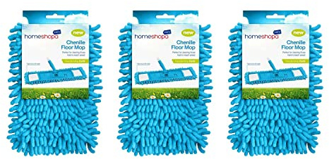 HOMESHOPA Microfiber 3 Replacement Mop Pads, Refill Chenille Noodle Mop Head, Super Absorbant, Reusable Washable Pads, Dry Wet Head for all Floor Types