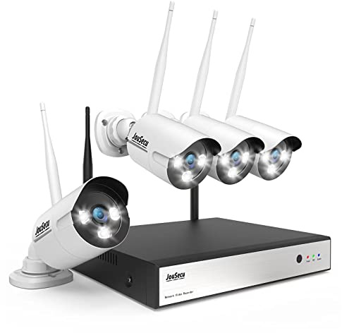 8CH Wireless Security Camera System, Jousecu 3MP CCTV Surveillance NVR Recorder with 4pcs 3.0MP HD WiFi Camera for Outdoor/Indoor Use, Full Color Night Vision, Waterproof, No Hard Drive
