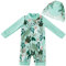 UMELOK Baby Badebekleidung UV Schutz 50+ Einteilige Badeanzug (Grüne Tropische Pflanzen,12-18 Monate/80-86cm)