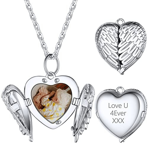 Supcare Herz Medaillons für Damen Medaillon zum Öffnen für Bilder 925 Sterling Silber Foto Text Gravur Halskette mit Anhänger Amulett Locket Necklace Personalisiert Modeschmuck für Frauen Mädchen