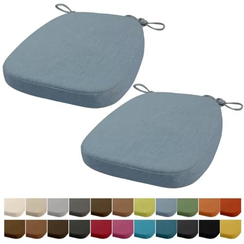 Orumrud 40x38x33CM(3CM Dicke) Stuhlkissen, Gartenstuhl Sitzkissen, Esszimmerstuhl Sitzkissen, waschbar, mit Reißverschluss, Riemen, rutschfestes Sitzkissen für Gartenstuhl (Himmel Blau 2 Stück)