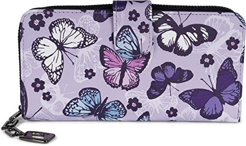 styleBREAKER Billetera de Mujer con diseño de Mariposas de Colores, diseño Vintage, Cremallera, Monedero 02040156, Color:Lila