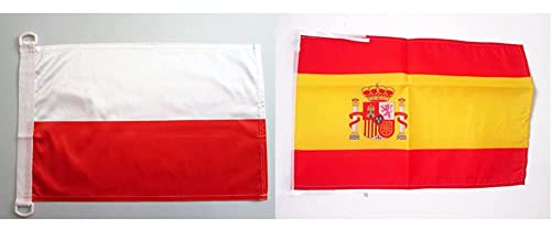 AZ FLAG Bandera Nautica de Polonia 45x30cm - Pabellón de conveniencia POLACA 30 x 45 cm Anillos & Bandera de ESPAÑA 45x30cm - BANDERINA ESPAÑOLA 30 x 45 cm cordeles