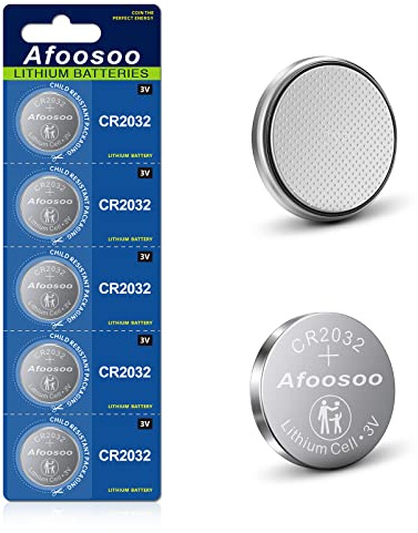 Afoosoo CR2032 Lithium 3V Coin Battery – 5 Pack CR 2032 Batteries for Apple Air Tag Battery Key Fob Garage Door Opener Sensor Home Kitchen Scales Blood Glucose Meter Monitor Airtag Replacement