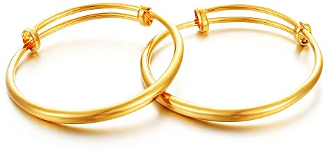 Ethlyn Baby Bracelets for infant 2pcs/lot 18K Gold Plated Kids Glossy Expandable Charm Bangles &bracelets toddlers jewelry first birthday gifts
