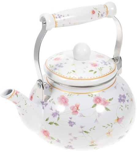 Cabilock Emaille Teekanne 2.5L Wasserkocher Für Induktion Gasherd Elektroherd Retro Design Praktischer Teekessel Für Haushalt Restaurant Teehaus