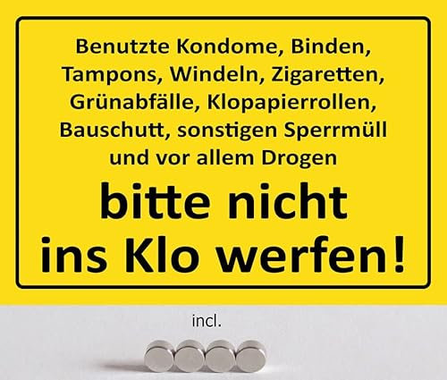 Metall Schild 20x30cm mit 4 Magneten Bitte nicht ins Klo werfen WC Sprüche Blechschild