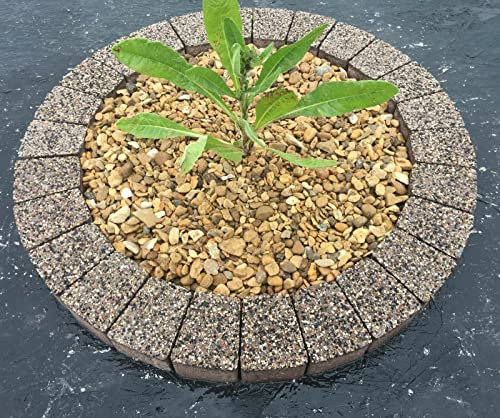 78 cm Garden Stones Brown Circle Tree Surround Granite Bricks Plant Flowers Ring Lawn Grass Border Edging Decorative Concrete Stones Fountain Statue Bird Feeder Base Surround Brown Slabs