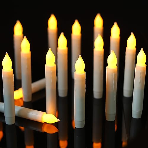 MUMCHASI Velas sin llama que funcionan con pilas, velas colgantes parpadeantes, velas LED cónicas eléctricas para el hogar, fiesta, armario, boda, decoración de Navidad, altura: 6 pulgadas, 12