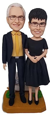 mydedor Benutzerdefinierte Bobble-Heads Figur Kundenspezifische Puppe, Paar in Brille Custom Bobble Head, Wackelkopf Figuren Handgemachte personalisierte Skulptur Geschenk für Paar