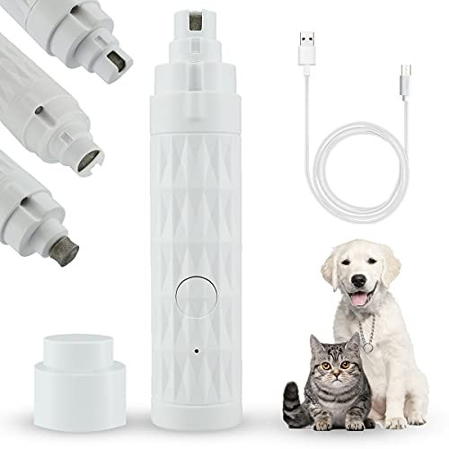 Mokeum Krallenschere für Hunde, 2-Gang-Krallenschleifer für Hunde & Katzen mit LED-Licht, Schnelle Aufladung Krallenschleifer für Große, Mittelgroße und Kleine Hunde (Weiß)