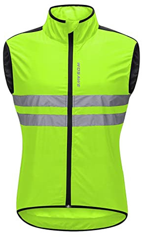Herren Fahrradweste Winddicht Reflektierend Weste Stehkragen Leichte Laufweste Radweste Windabweisend Windweste Reißverschluss Ärmellos Reitweste Offroad Motorrad Mountainbike Windjacke
